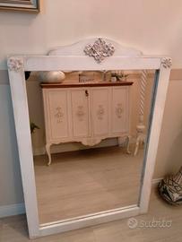 Specchio in legno shabby bianco invecchiato 