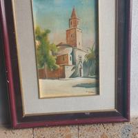 Dipinto ad olio raffigurante un paesaggio 
