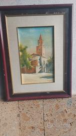 Dipinto ad olio raffigurante un paesaggio 