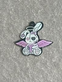 Charm Coniglio Angelo Alato Acrilico Bianco Rosa