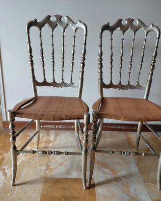 Coppia sedie chiavarine vintage color argento