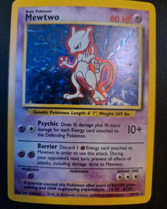 carta pokemon Mewtwo holo set base inglese NM