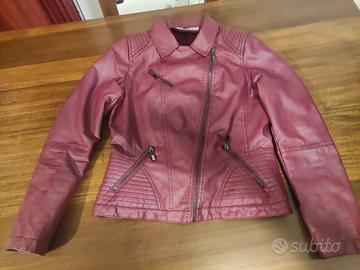 giacca ecopelle con pelliccia all'interno 