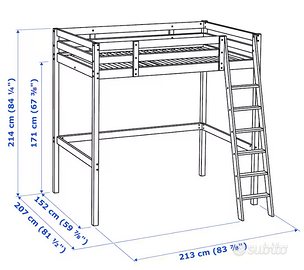 Letto a soppalco Stora dell'Ikea  con materasso