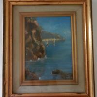 Quadro dipinto scogliera con sfondo marino