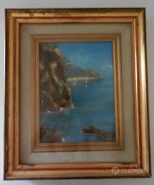 Quadro dipinto scogliera con sfondo marino
