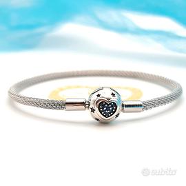 Bracciale cuore blu stelle misura 19 zirconi 