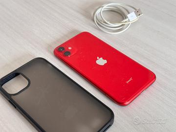 iPhone 11 rosso 64gb + cavo e cover