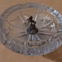 Posacenere vintage in lead crystal e argento