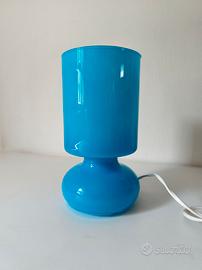 Lampada Fungo Vintage Azzurra in Vetro Soffiato 