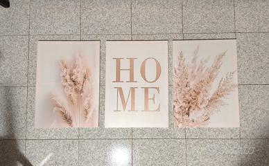 Set 3 quadri Home Pampas- Stampa su tela  40x55cm