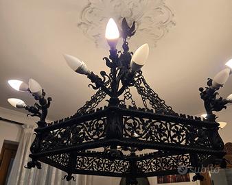 Lampadario ferro battuto