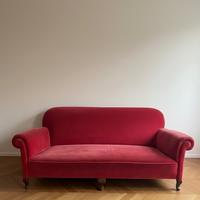 Divano Vintage in Velluto Rosso - Design d’epoca