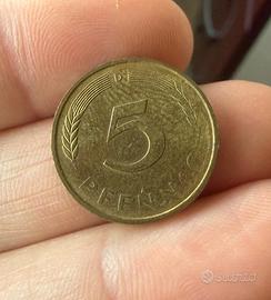 Moneta 5 Pfennig 1988 Germania - Zecca D (Monaco)