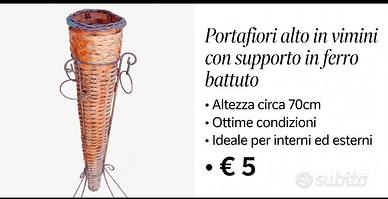 Porta fiori in ferro battuto di vimini 