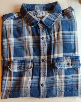Camicia a quadri blu e bianca Indigo Story OVS