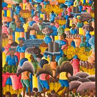 Dipinto naïf haitiano firmato Etienne – Mercato