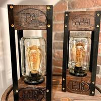 Lampada design stile industrial vintage e legno