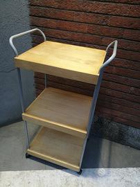 carrello legno e metallo con ruote