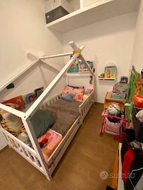 letto singolo casetta montessori +materasso 