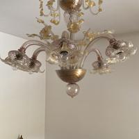 Lampadario vetro di murano oro