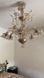 Lampadario vetro di murano oro
