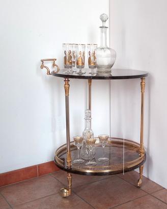 carrello bar vintage Aldo Tura, ottone nichelato