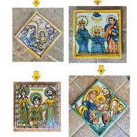 Mattonella riggiola Sacra Famiglia Caltagirone