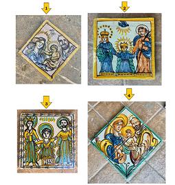 Mattonella riggiola Sacra Famiglia Caltagirone