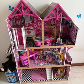 casa barbie tre piani, accessori e lego