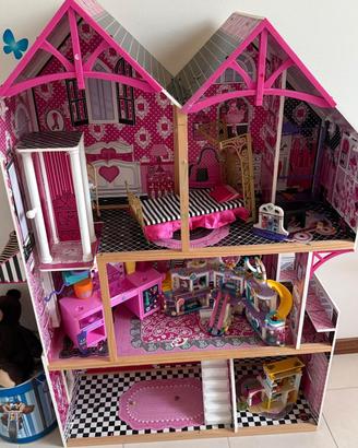 casa barbie tre piani, accessori e lego