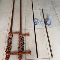 Bastoni tende in ottone e legno con accessori