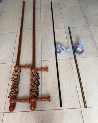 Bastoni tende in ottone e legno con accessori