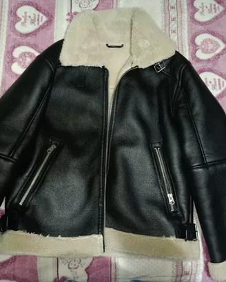 Giacca Bomber Pelle ZARA Pelliccia aviatore