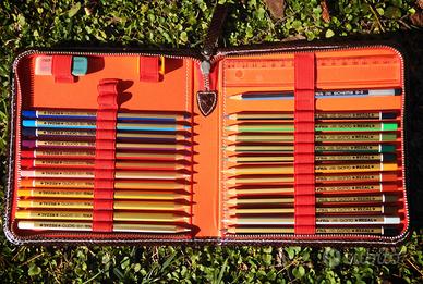 VINTAGE 1970 ASTUCCIO pelle Giotto Regal Pastelli