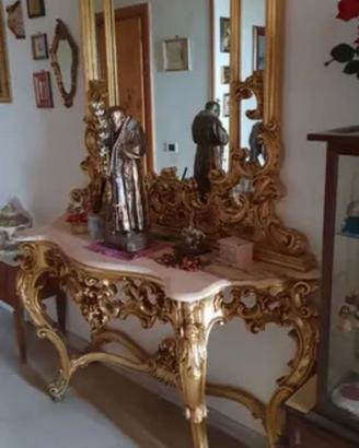 consolle con specchio stile barocco 