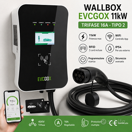Wallbox 11kW Trifase WiFi RFID Tipo 2 Nuova Au