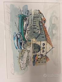Disegno originale acquarello/china