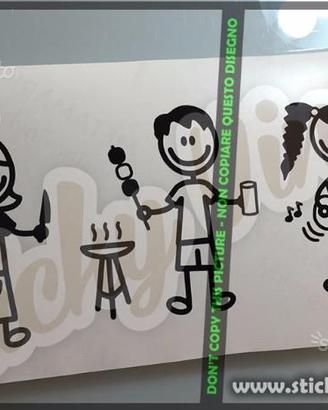 Adesivi Famiglia Stickers Family per Auto e Camper