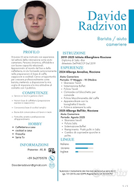 Barista/cameriere apprendista 0 esperienza