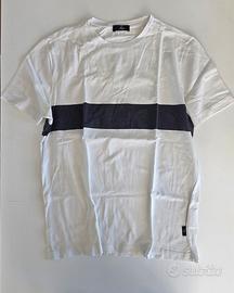 Maglietta Fay bianca con fascia blu navy in cotone