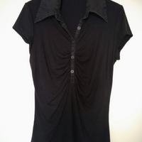 T-shirt polo nera donna