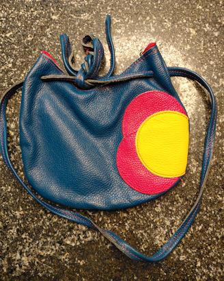 borsa in pelle blu per bambina