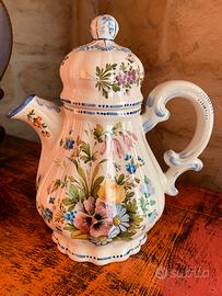 Antica caffettiera ceramica di Nove dipinta a mano