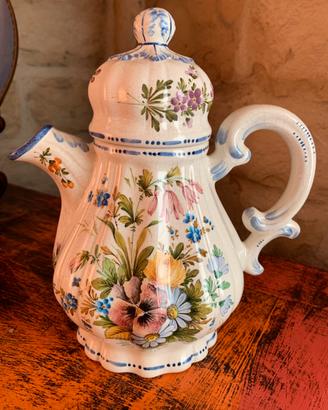 Antica caffettiera ceramica di Nove dipinta a mano