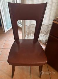 6x sedie vintage in pelle marrone