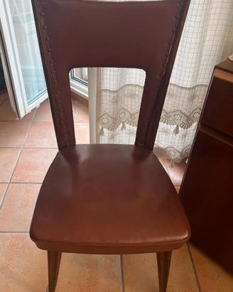6x sedie vintage in pelle marrone