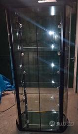 Vetrina espositiva in vetro con 10 faretti 