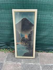 Quadro-dipinto alto paesaggio giapponese autentico
