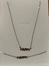 Set collana e bracciale con scritta “Happy “